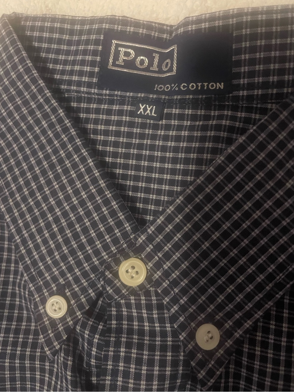 Polo by Ralph Lauren Men's Blue Micro-Check Button-Down Shirt. Size XXL